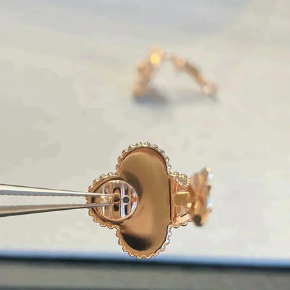 [Clover Jewelery]CLOVER MEDIUM 1 MOTIFS GRAY MOP  DIAMOND EARRINGS