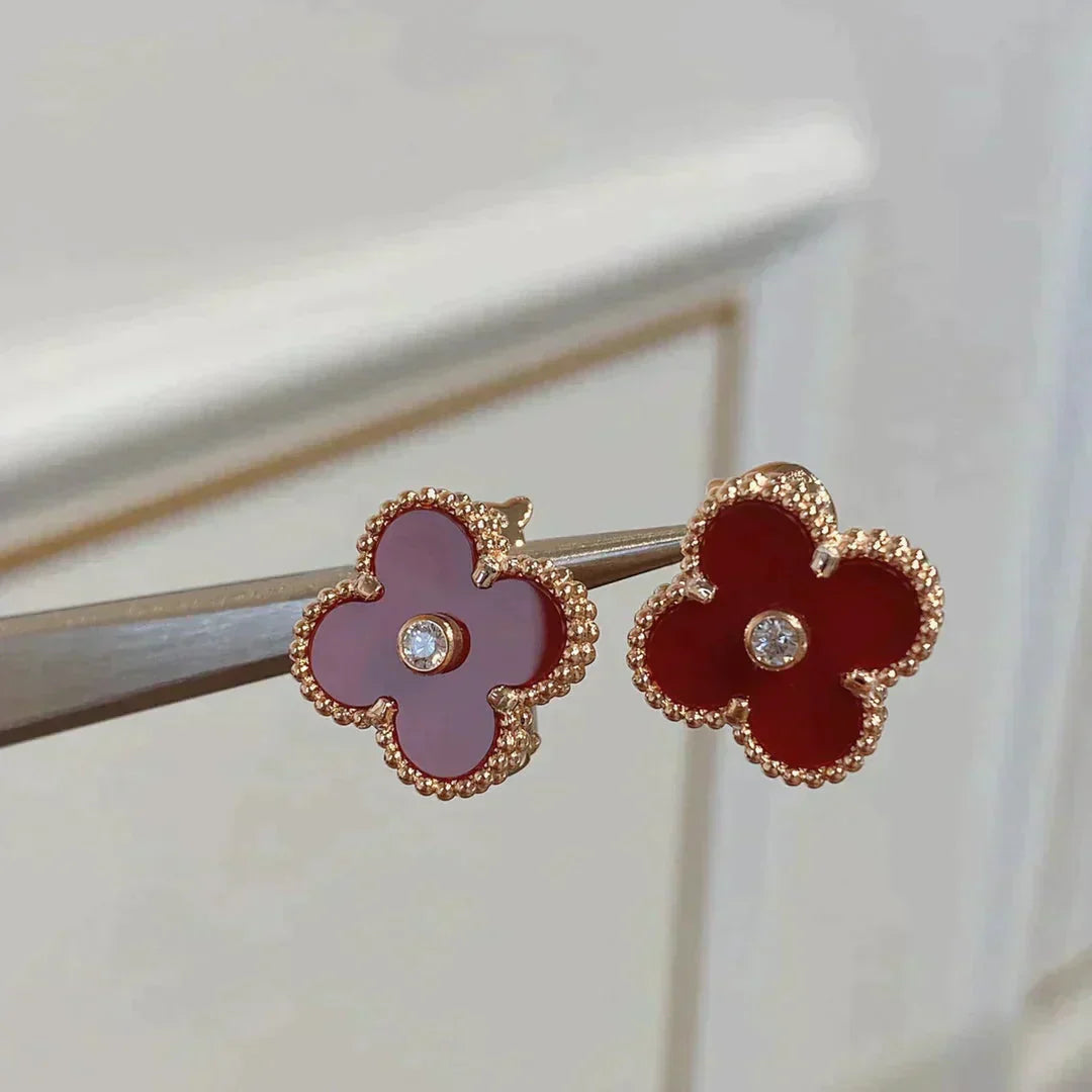 [Clover Jewelry]CLOVER MEDIUM 1 MOTIVE CARNEOL DIAMANT Ohrringe