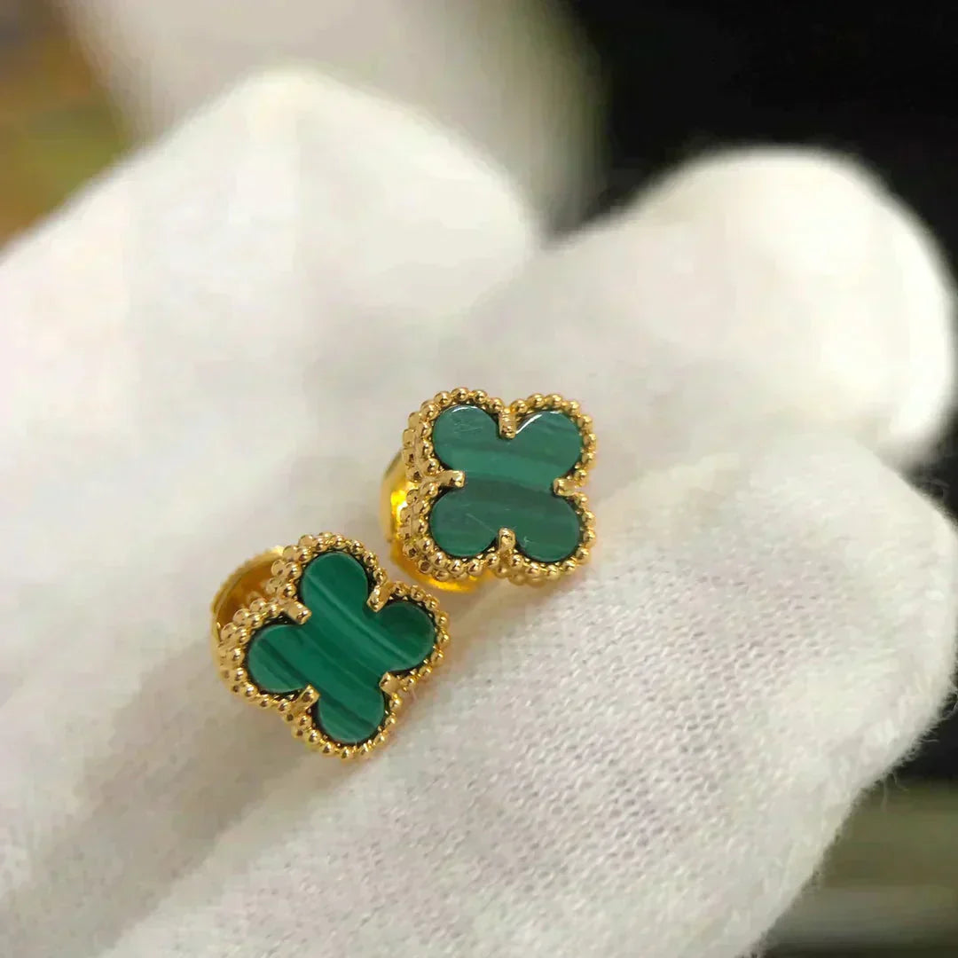 [Clover Jewelry]KLEINE KLEEBLATT-OHRRINGE 9,5MM MALACHIT