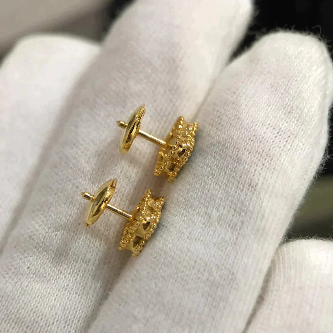 [Clover Jewelry]KLEINE KLEEBLATT-OHRRINGE 9,5MM MALACHIT