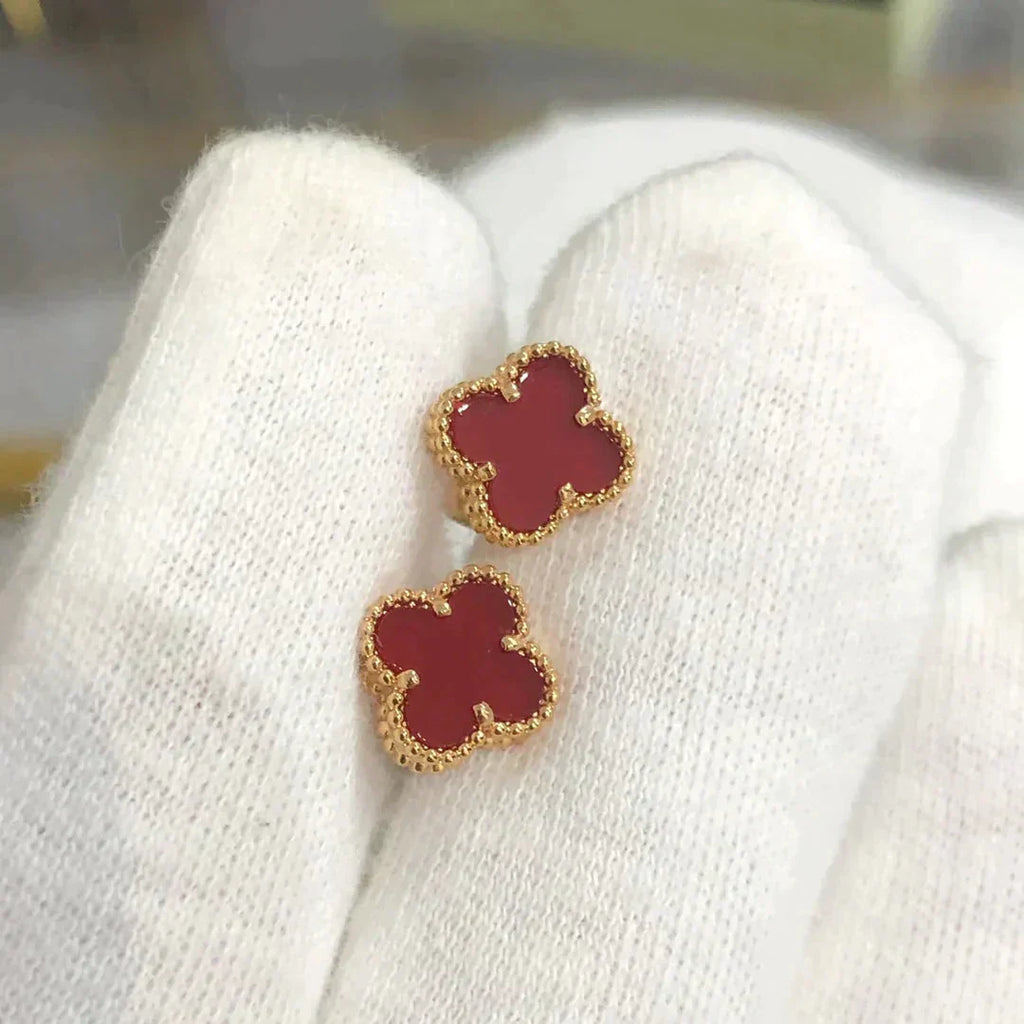 [クローバージュエリー]クローバーミニ 9.5MM カーネリアンイヤリング