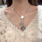 [Clover Jewelry]KLEE MOP CHALCEDON HALSKETTE SILBER 6 MOTIVE