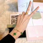 [Clover Jewelry]クローバー 5モチーフ マラカイト ダイヤモンド ブレスレット