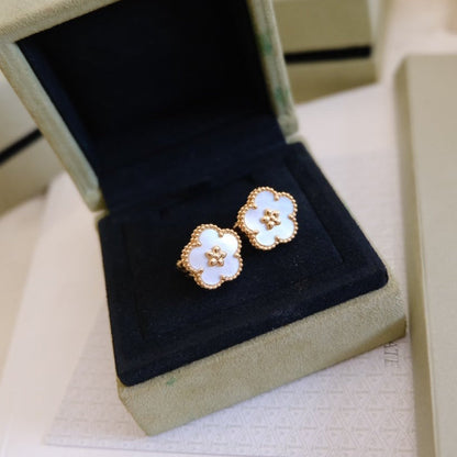 [Clover Jewelery]LUCKY PINK GOLD WHITE MOP EARRINGS
