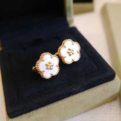 [Clover Jewelery]LUCKY PINK GOLD WHITE MOP EARRINGS