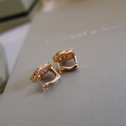 [Clover Jewelery]LUCKY PINK GOLD WHITE MOP EARRINGS