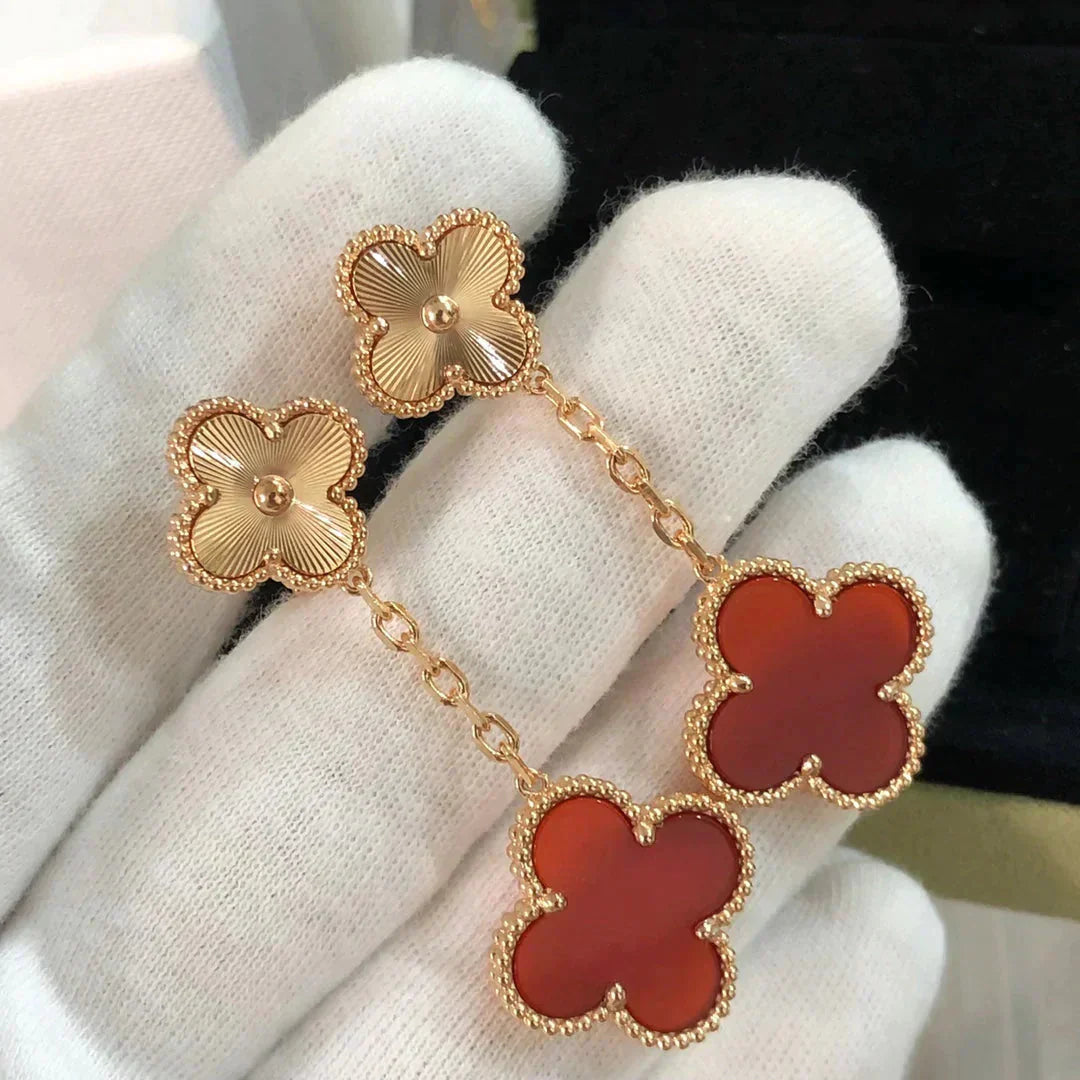 [Clover Schmuck]CLOVER 2 MOTIV LASER CARNELIAN OHRRINGE