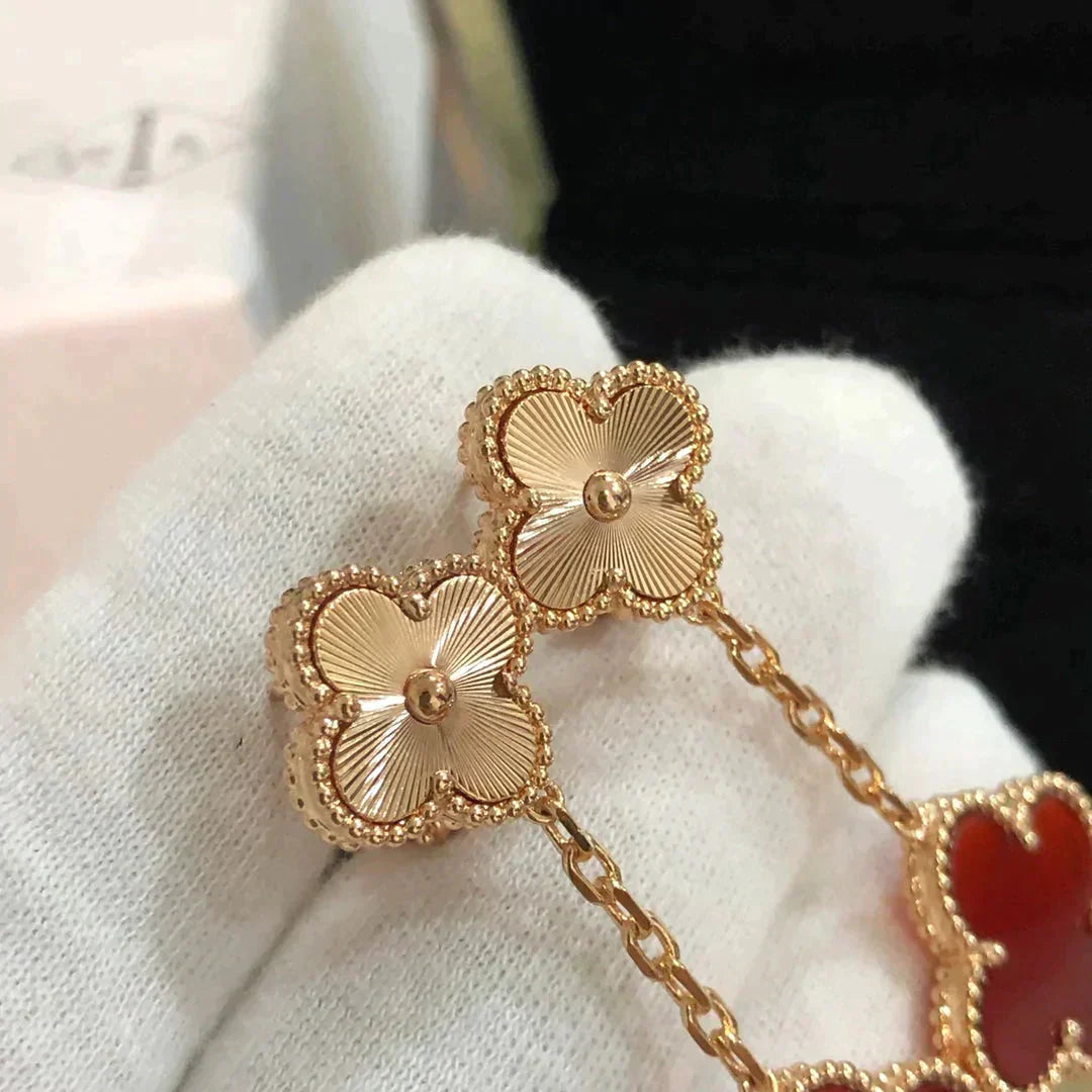 [Clover Jewelery]CLOVER 2 MOTIF  LASER CARNELIAN EARRINGS