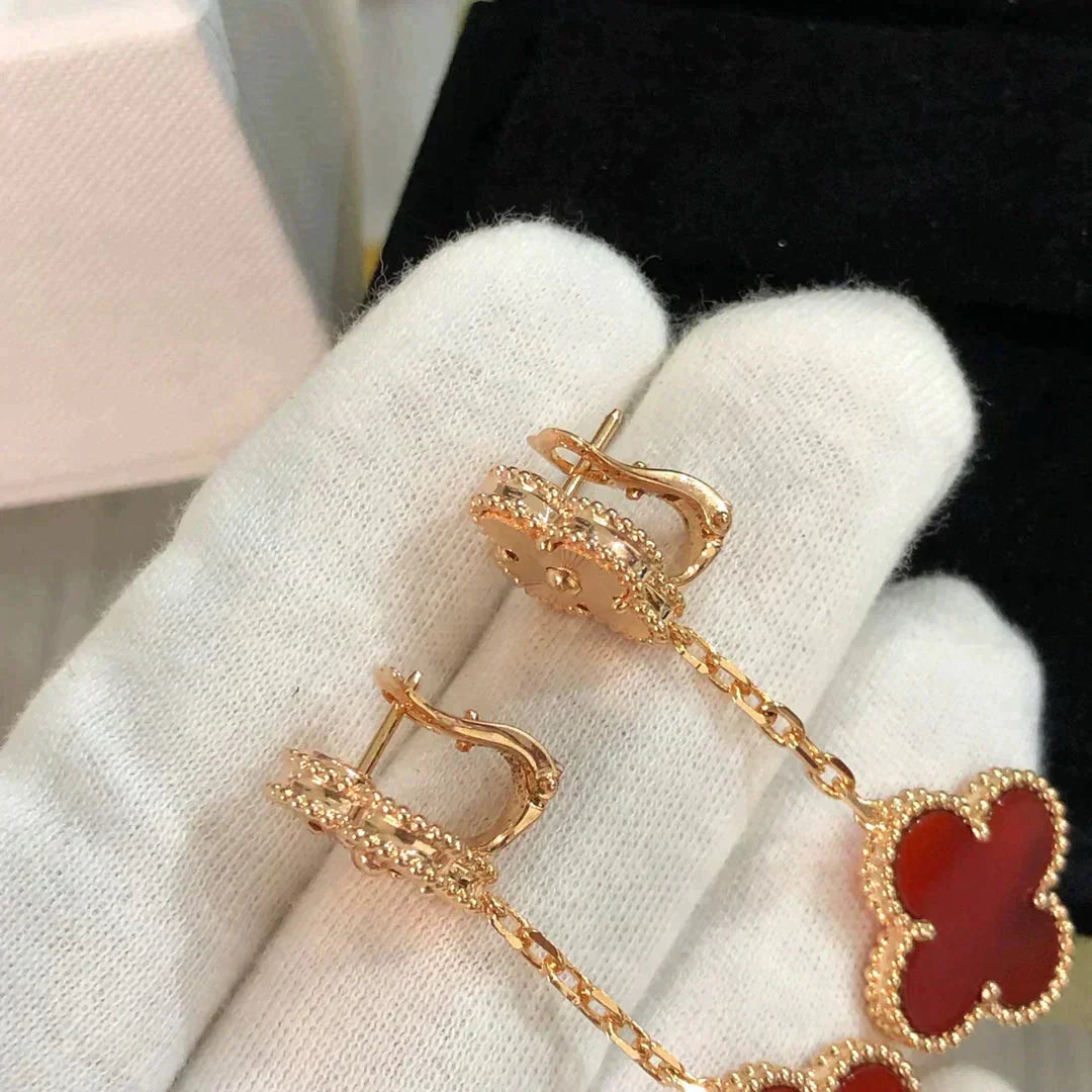 [Clover Schmuck]CLOVER 2 MOTIV LASER CARNELIAN OHRRINGE