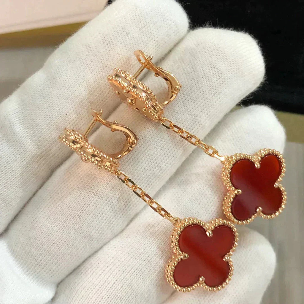 [Clover Schmuck]CLOVER 2 MOTIV LASER CARNELIAN OHRRINGE