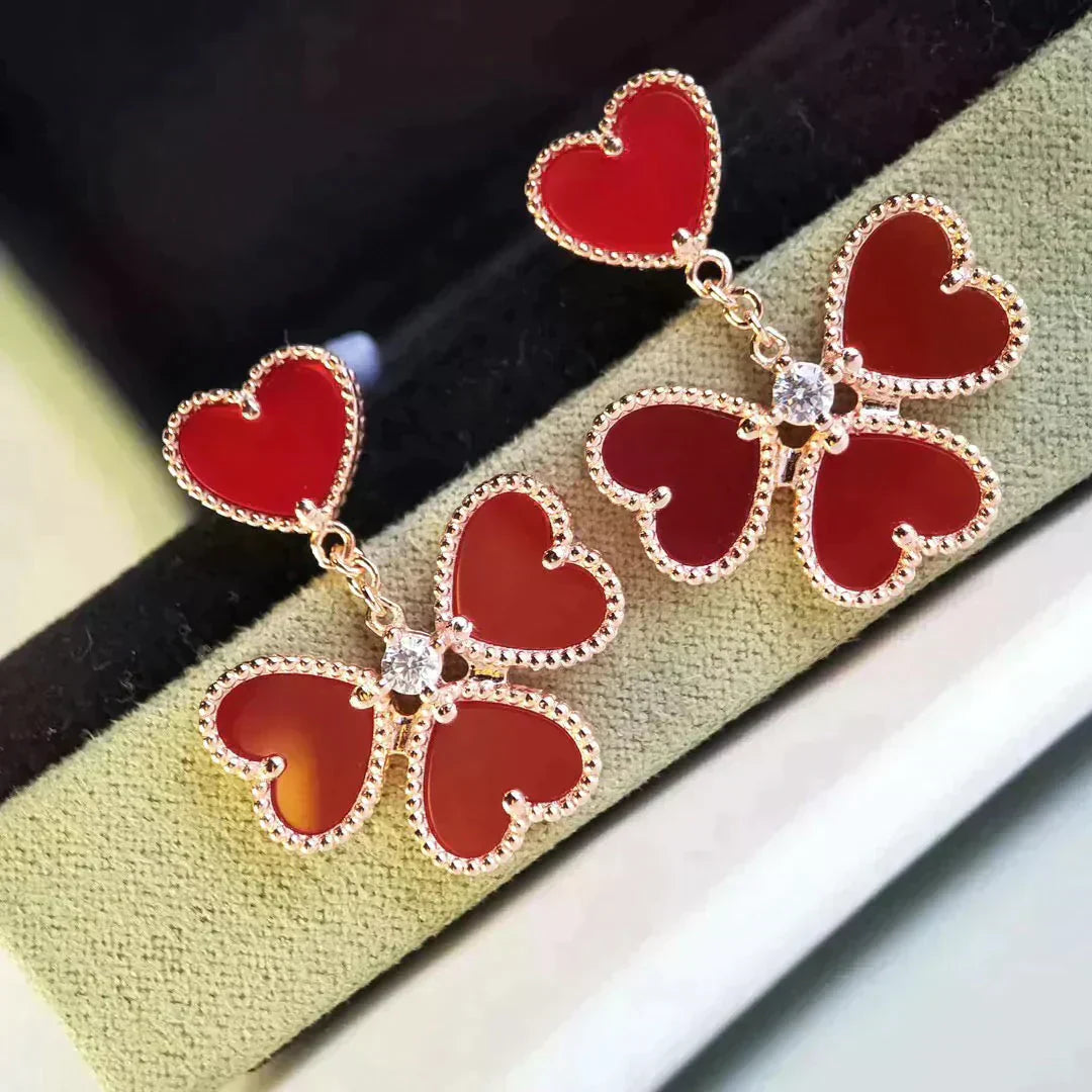 [Clover Jewelery]SWEET CLOVER CARNELIAN EARRINGS