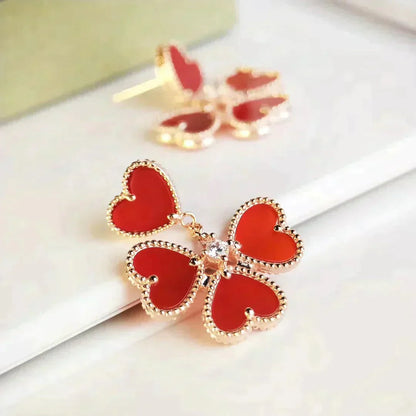 [Clover Jewelery]SWEET CLOVER CARNELIAN EARRINGS