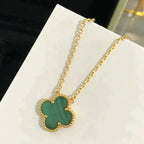 [Clover Jewelry]クローバー 15MM マラカイト シングル フラワー ネックレス
