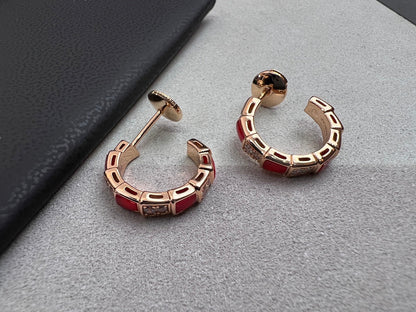 [Clover Jewelery]SERPENTI CARNELIAN PINK GOLD EARRINGS