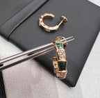 [Clover Jewelry]セルペンティ マラカイト ピンクゴールド イヤリング