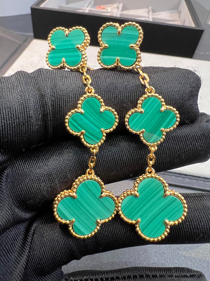 [Clover Jewelery]CLOVER MALACHITE 3 MOTIFS GOLD