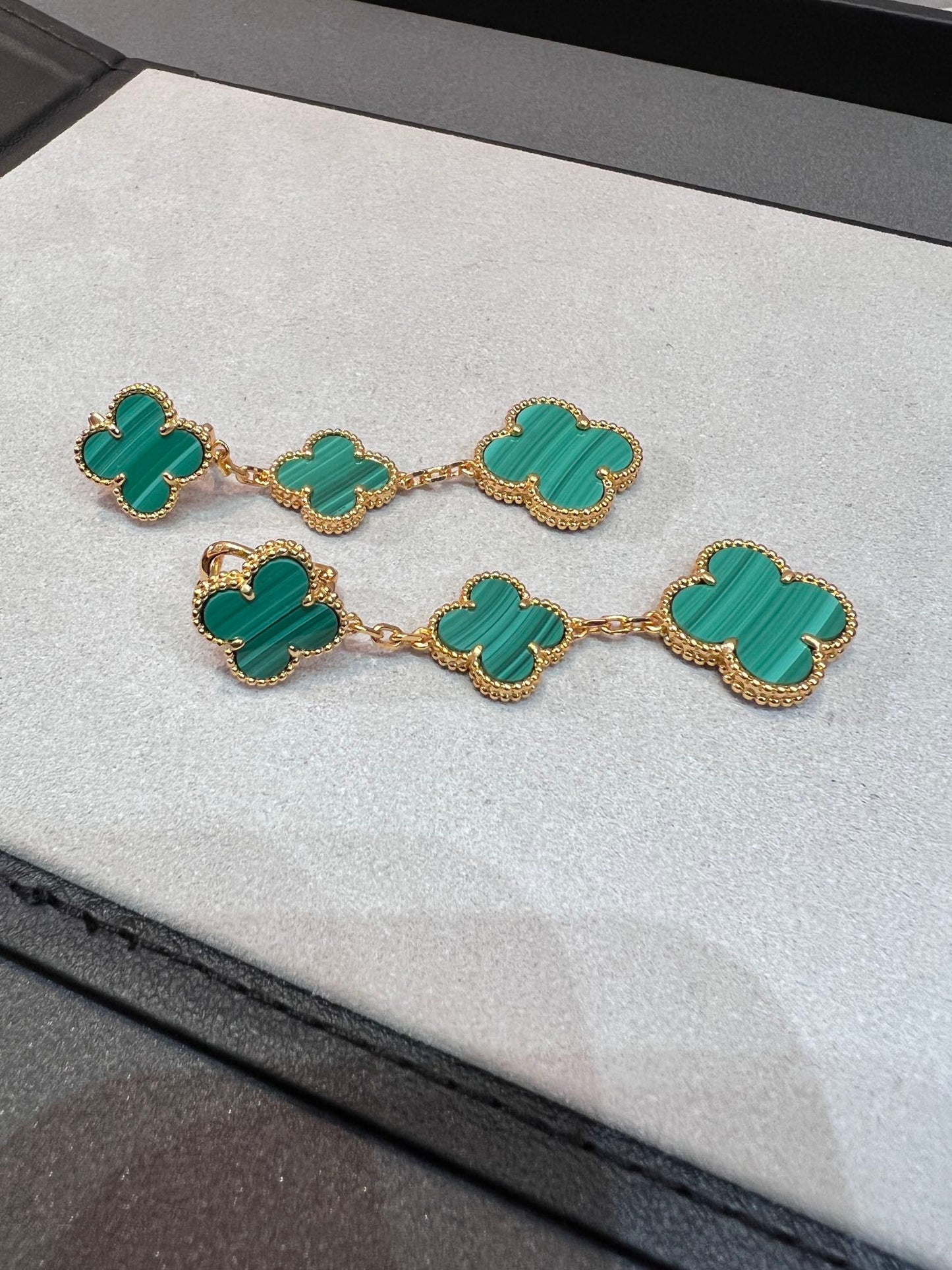 [Clover Jewelery]CLOVER MALACHITE 3 MOTIFS GOLD
