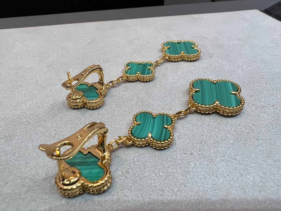 [Clover Jewelery]CLOVER MALACHITE 3 MOTIFS GOLD