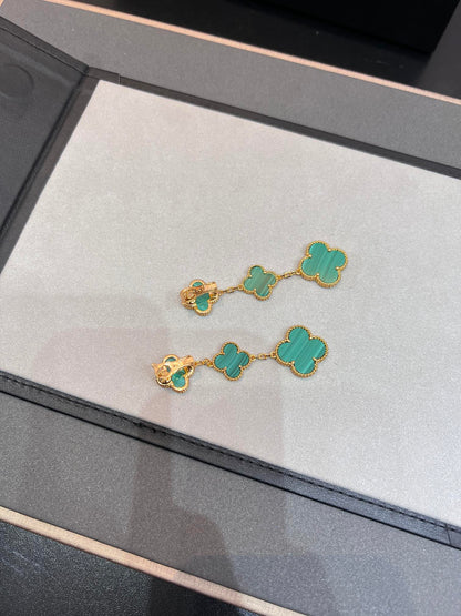 [Clover Jewelery]CLOVER MALACHITE 3 MOTIFS GOLD