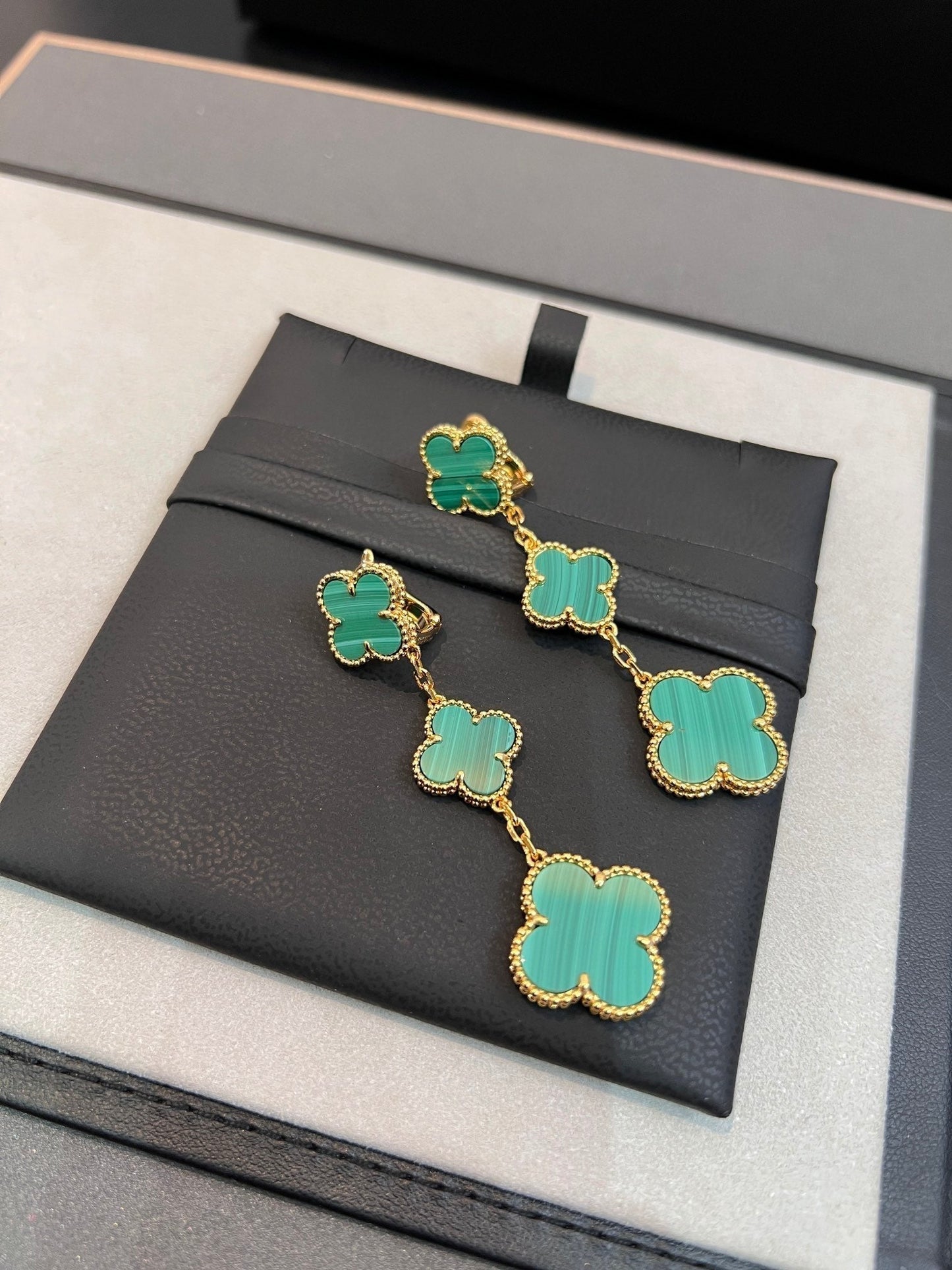 [Clover Jewelery]CLOVER MALACHITE 3 MOTIFS GOLD