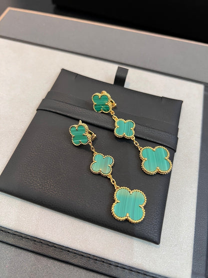 [Clover Jewelery]CLOVER MALACHITE 3 MOTIFS GOLD
