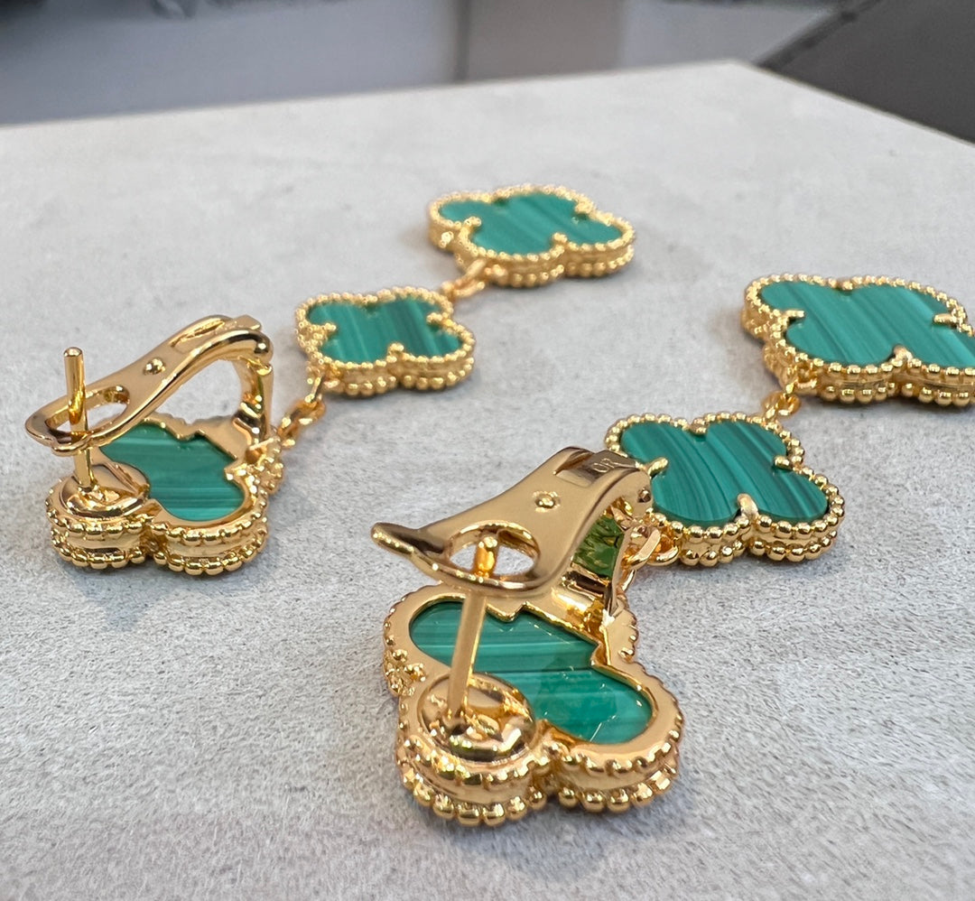 [Clover Jewelery]CLOVER MALACHITE 3 MOTIFS GOLD