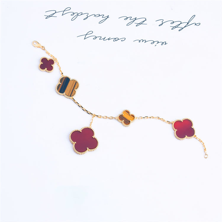 [Clover Jewelery]CLOVER BRACELET 5 MOTIFS CARNELIAN TIGER EYE