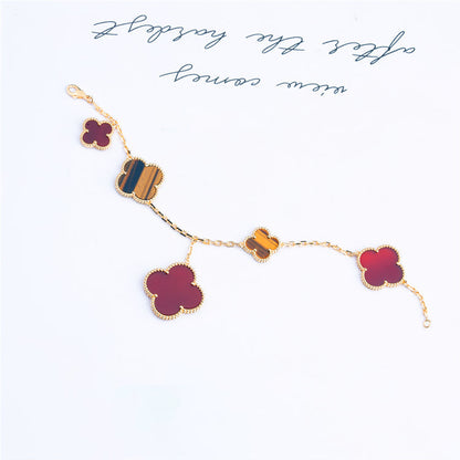 [Clover Jewelery]CLOVER BRACELET 5 MOTIFS CARNELIAN TIGER EYE