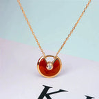 [Clover Jewelry]AMULETTE GOLD CARNELIAN ONYX NECKLACE
