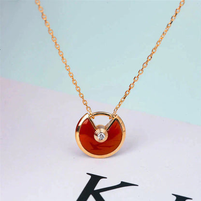 [Clover Jewelery]AMULETTE GOLD CARNELIAN ONYX NECKLACE