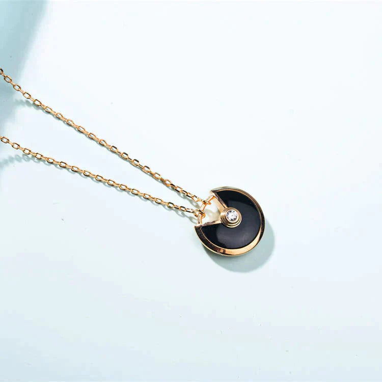 [Clover Jewelery]AMULETTE GOLD CARNELIAN ONYX NECKLACE