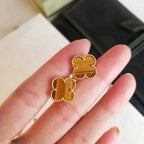 [Clover Jewelry]クローバー ミディアム 1モチーフ タイガーアイ ピアス