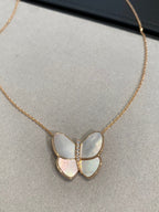 [Clover Jewelry]SCHMETTERLING GOLD MOP DIAMANT HALSKETTE