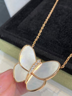 [Clover Jewelry]SCHMETTERLING GOLD MOP DIAMANT HALSKETTE
