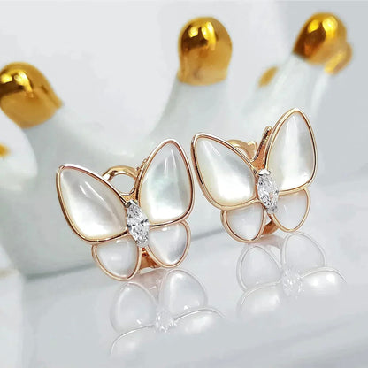 [Clover Jewelery]BUTTERFLY MOP DIAMOND EARRINGS