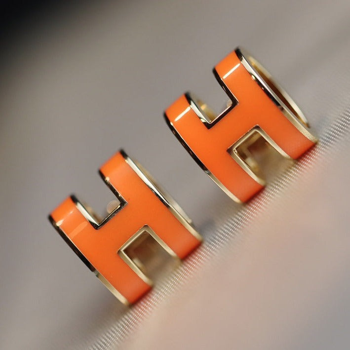 [Clover Jewelry]MINI POP H EARRINGS ORANGE