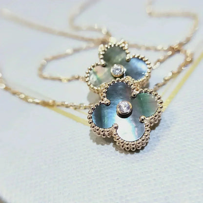 [Clover Jewelery]CLOVER 15MM DIAMOND AND MOTHER-OF-GREY NECKLACE