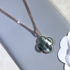 [Clover Jewelry]CLOVER 25MM GOLD DUNKEL MOP GROSSE KLEEB LILIE HALSKETTE