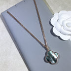 [Clover Jewelry]CLOVER 25MM GOLD DUNKEL MOP GROSSE KLEEB LILIE HALSKETTE