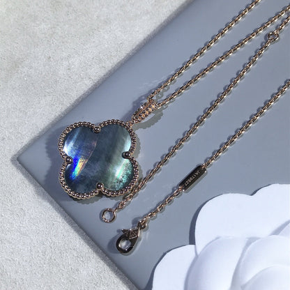 [Clover Jewelery]CLOVER 25MM GOLD DARK MOP BIG CLOVER NECKLACE