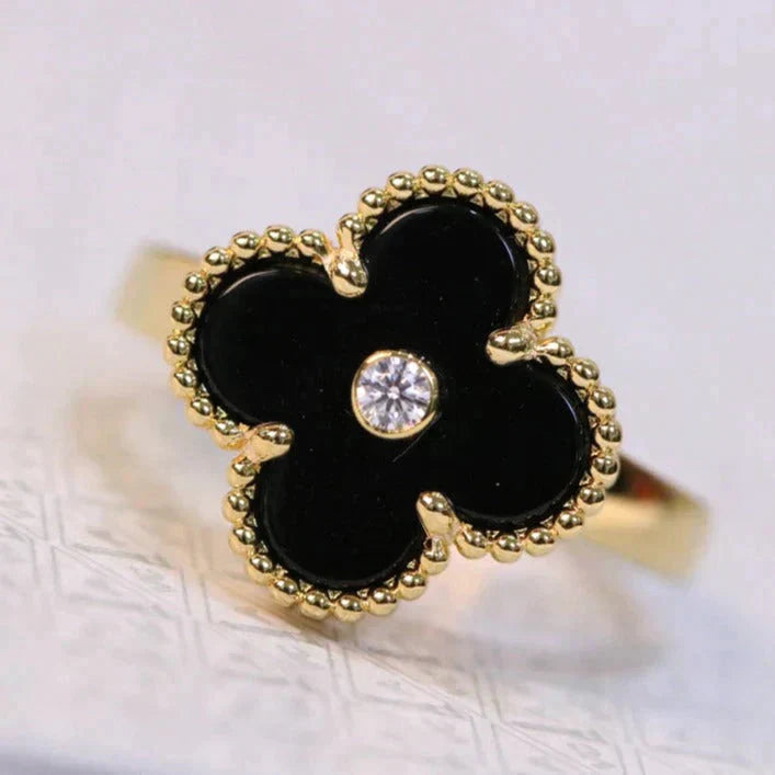[Clover Jewelery]CLOVER ONYX RING GOLD DIAMOND