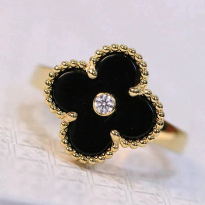 [Clover Jewelery]CLOVER ONYX RING GOLD DIAMOND
