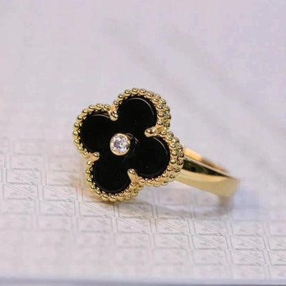 [Clover Jewelery]CLOVER ONYX RING GOLD DIAMOND