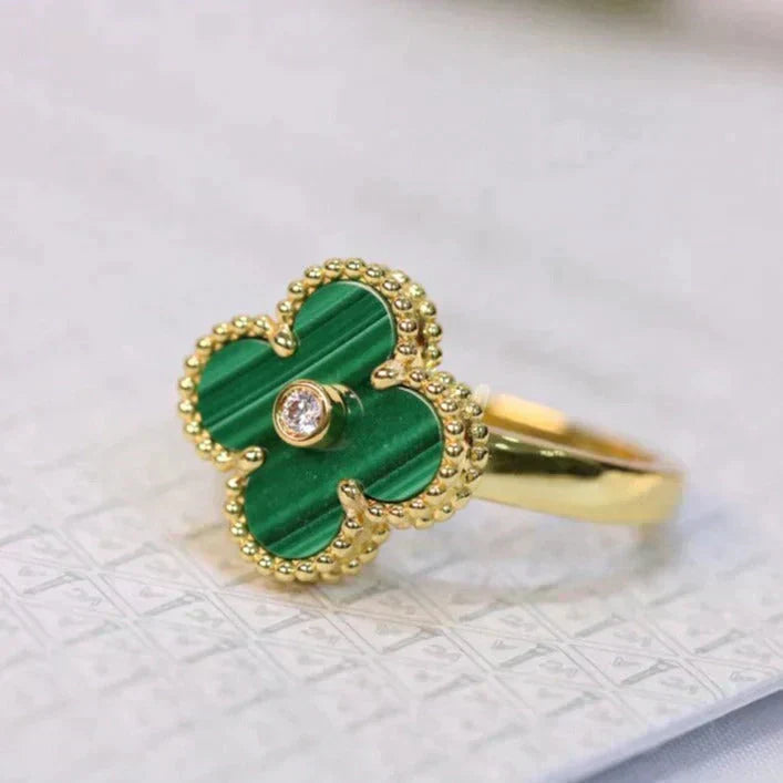 [Clover Jewelery]CLOVER MALACHITE RING GOLD DIAMOND