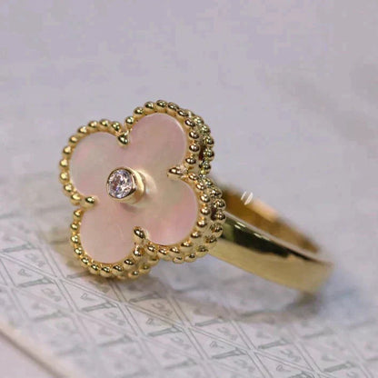 [Clover Jewelery]CLOVER PINK MOP RING GOLD DIAMOND