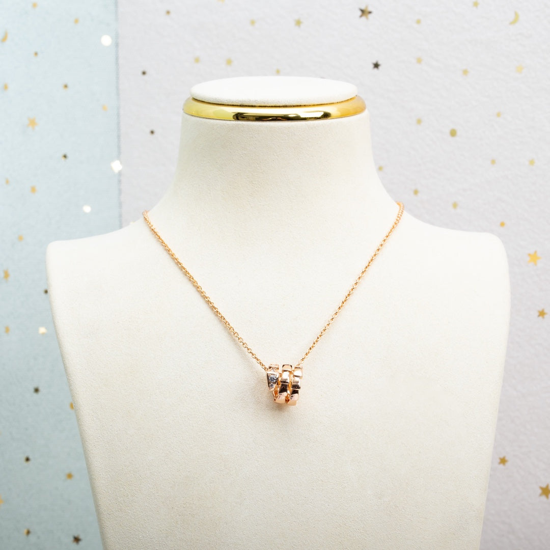 [Clover Jewelry]SERPENTI PINK GOLD NECKLACE DIAMOND