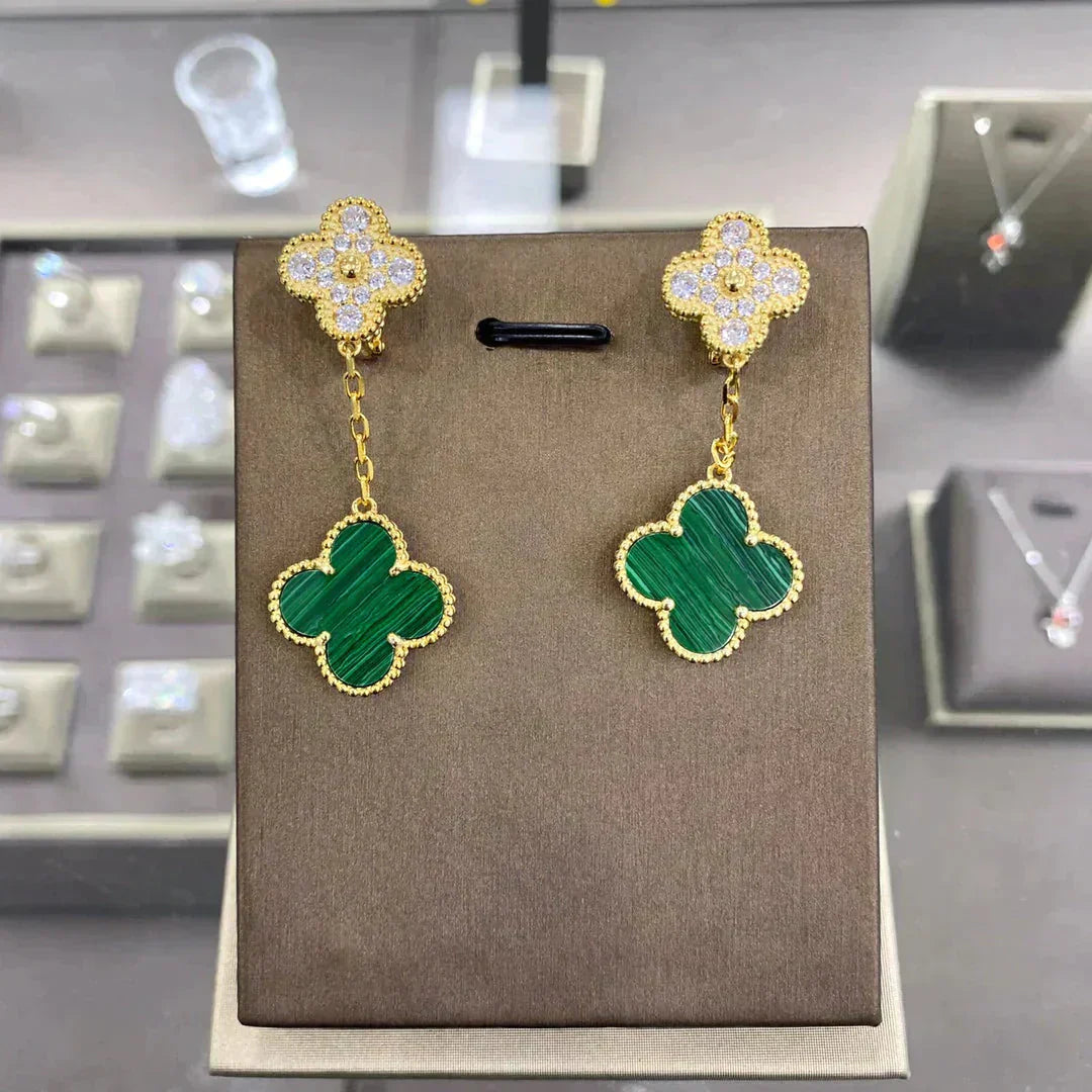 [Clover Jewelry]CLOVER 2 MOTIFS DIAMOND OHRRINGE (MEHRERE AUSWAHLMÖGLICHKEITEN)