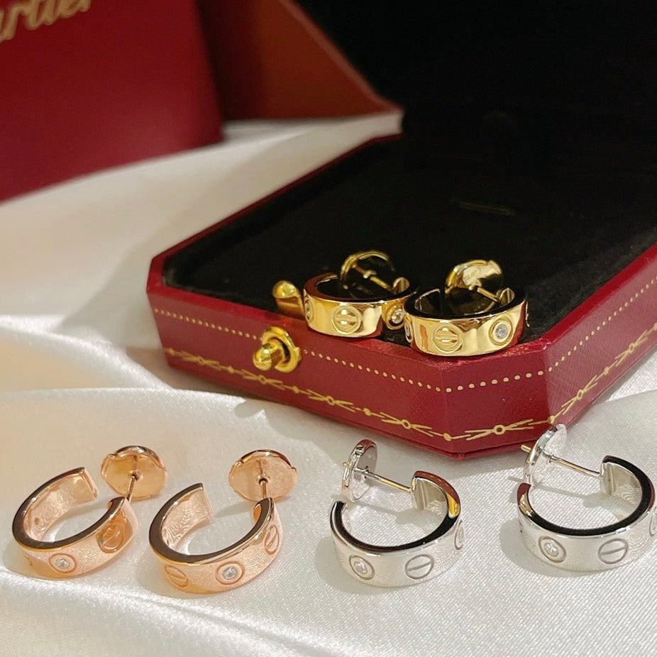 [Clover Jewelry]ラブイヤリング 5.7MM 2ダイヤモンド