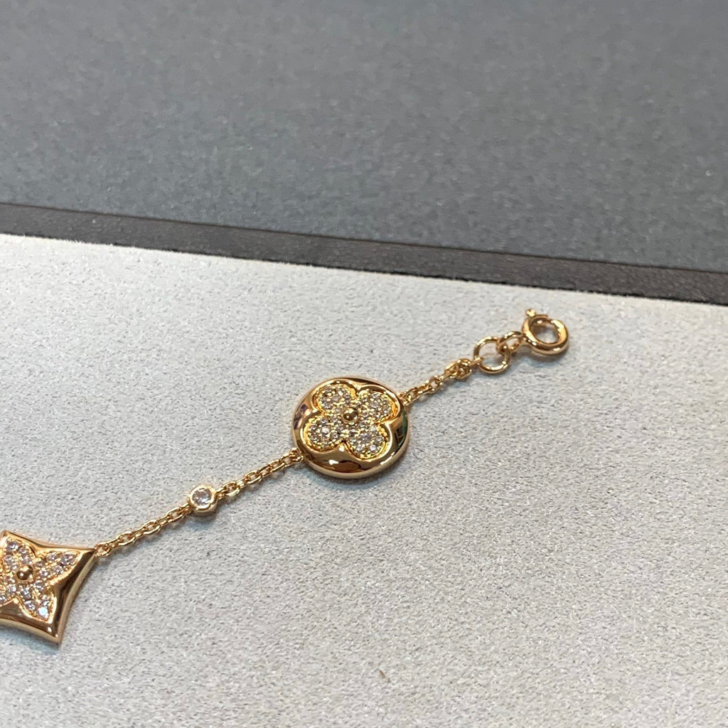[Clover Jewelry]STAR AND SUN 4 MOTIFS GOLD DIAMONDS BRACELET