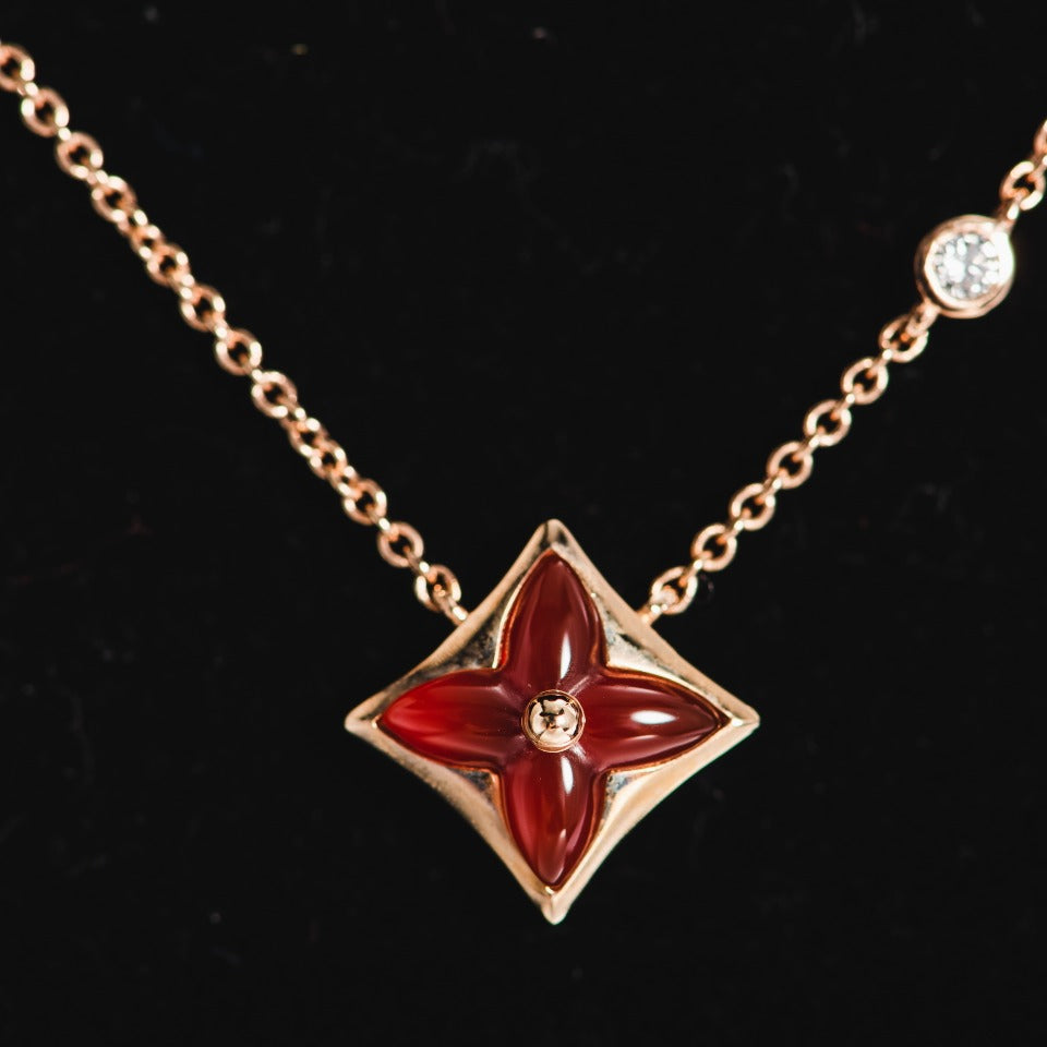[Clover Jewelery]STAR NECKLACE PINK GOLD 1 DIAMOND